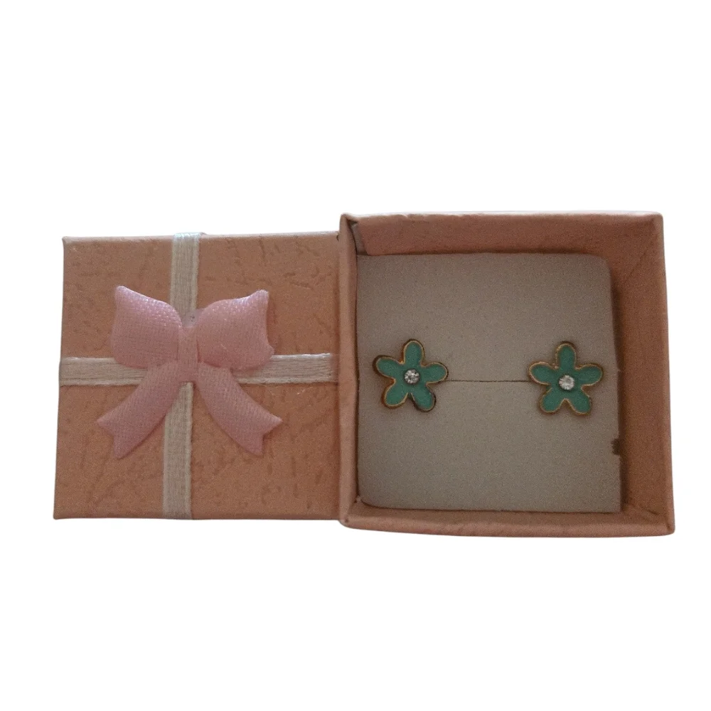 Teal Flower Earrings‎